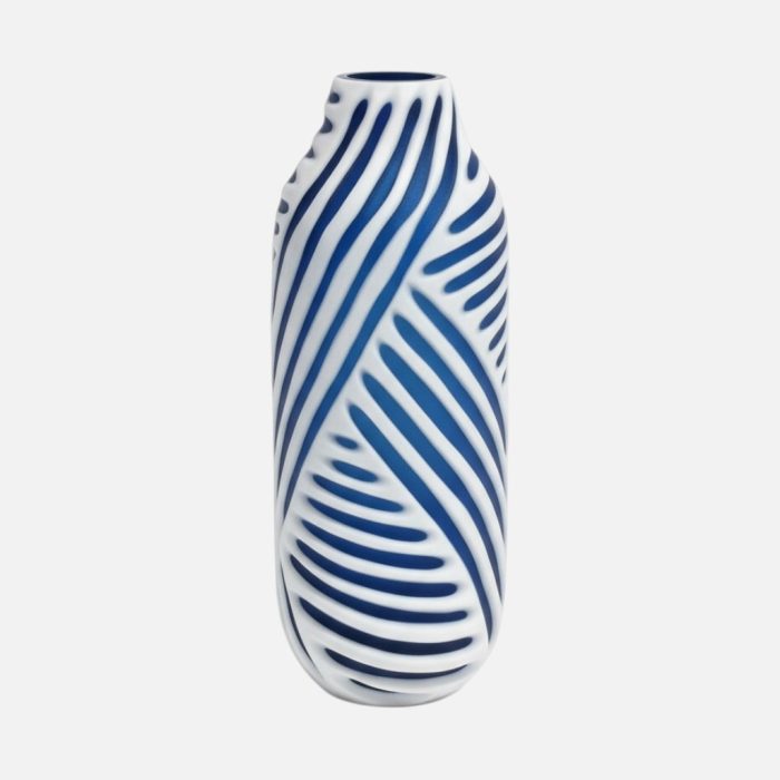 Jarra de vidro azul escuro com branco 12x12x32 cm